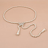 White Plastic Imitation Pearl Round Beaded Tassel Chain Belts for Dress FS-WGDCF9E-04-1