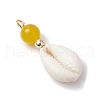 Natural Cowrie Shell & Natural Dyed Malaysia Jade Round Pendants PALLOY-JF03832-01-4