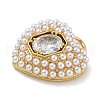 Rack Plating Brass Micro Pave Clear Cubic Zirconia with ABS Plastic Pearl Pendants KK-G515-55G-2