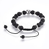 Adjustable Natural Lava Rock Braided Bead Bracelets BJEW-JB03976-2