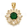 Brass Micro Pave Cubic Zirconia Pendants KK-K401-34G-03-1
