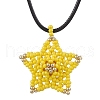Glass Seed Beaded Star Pendant Necklaces NJEW-MZ00081-01-2