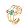 Synthetic Turquoise Rhombus Open Cuff Ring KK-A181-VF507-2