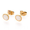 Flat Round 304 Stainless Steel Enamel Stud Earrings EJEW-T047-21G-B-1