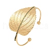 Leaf 304 Stainless Steel Cuff Bangles BJEW-V009-02G-3