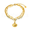 304 Stainless Steel & Natural Prehnite Beads Double Layer Bracelets FS-WG382E7-03-2