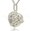 Silver Color Plated Brass Hollow Heart Cage Pendants KK-J243-06S-2