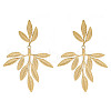 304 Stainless Steel Leaf Theme Stud Earrings For Women EJEW-B110-03G-05-1