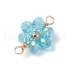7Pcs 7 Colors Electroplate AB Color Transparent Glass Faceted Rondelle & Brass Round Beaded Flower Connector Charms PALLOY-JF03466-5