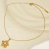 French Style 304 Stainless Steel Pave Natural Pearl Flower Pendant Necklaces OO0634-2-1