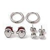 3 Pairs 3 Styles Christmas 304 Stainless Steel Hoop & Studs Earrings Set for Women EJEW-K279-12B-P-2