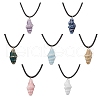 Handmade Porcelain Shell Shaped Pendant Black Waxed Cotton Cord Necklaces NJEW-JN05271-2