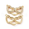 Brass Micro Pave Cubic Zirconia 2-Loop Pendants ZIRC-P106-33G-1