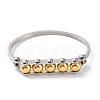 Round Beaded 304 Stainless Steel Bangles BJEW-G700-08GP-2