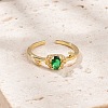 Rack Plating Brass Micro Pave Cubic Zirconia Open Cuff Finger Rings for Women RJEW-M028-104G-1