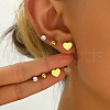 Elegant 3Pairs Stainless Steel Heart & Round Stud Earrings LN6298-4