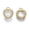 Brass Inlaid Clear Cubic Zirconia Charms ZIRC-S069-048B-G-2