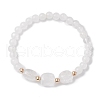 Natural Quartz Crystal Cube & Round Rock Crystal Beaded Stretch Bracelets BJEW-JB10807-01-1