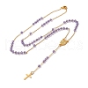 304 Stainless Steel & Glass Rosary Bead Necklaces for Women NJEW-B112-02G-3