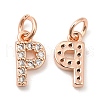 Brass Micro Pave Grade AAA Cubic Zirconia Charms ZIRC-P067-11RG-P-NR-2