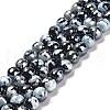Electroplated Natural Fire Crackle Agate Round Beads Strands G-G0006-A02-06-2