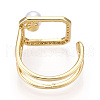 Brass Micro Pave Clear Cubic Zirconia Cuff Rings for Women KK-T074-25G-3