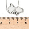 304 Stainless Steel Pave Natural White Shell Cute Cat Shaped Pendant Necklaces for Women NJEW-M101-01P-5
