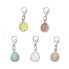 Natural Quartz Crystal & Jade & Strawberry Quartz & Sunstone & Amazonite Faceted Teardrop Pendant Decorations HJEW-JM03320-2