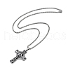 304 Stainless Steel Eucharist Holy Communion Cross Pendant Box Chain Necklaces NJEW-M010-04P-2