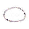 Natural Gemstone Cube Beaded Stretch Bracelet for Women BJEW-JB08976-5