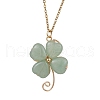 Natural Green Aventurine Shamrock Pendant Shamrock Necklaces NJEW-JN05102-01-2
