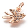 Brass Micro Pave Clear Cubic Zirconia Charms ZIRC-C020-48RG-1