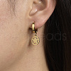 Stainless Steel Flat Round with Star Hoop Earrings ZU0993-1