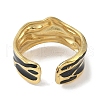 Ion Plating(IP) 304 Stainless Steel Enamel Cuff Finger Rings RJEW-L107-036G-02-3