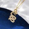 Brass Micro Pave Clear Cubic Zirconia Snake Pendant Necklaces NJEW-S438-02I-G-1