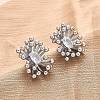 Flower Brass Clear Cubic Zirconia Stud Earrings EJEW-R025-22P-2