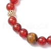 Natural Carnelian and Tiger Eye Stretch Bracelets BJEW-JB11967-02-3