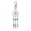 Woven Net/Web with Feather Alloy Pendant Decorations HJEW-JM02138-4