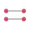 304 Stainless Steel Micro Pave Cubic Zirconia Nipple Rings WG2793F-20-1