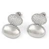 Oval Clear Cubic Zirconia Stud Earrings EJEW-Q387-04P-2