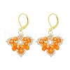 Handmade Glass Seed Beads Leaf Leverback Earrings EJEW-MZ00466-5