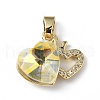 Real 18K Gold Plated Rack Plating Brass Micro Pave Clear Cubic Zirconia Pendants KK-C015-18G-03-1