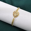 Brass Micro Pave Clear Cubic Zirconia Link Bracelets BJEW-Z082-03G-03-3