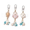 3Pcs Braided Nylon Thread & Natural Shell Pendant Decorations HJEW-TA00342-2