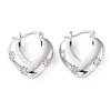 Clear Cubic Zirconia Heart with Star Hoop Earrings EJEW-Q024-02P-1