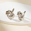 Elegant Brass Clear Cubic Zirconia Twist Stud Earrings OV8101-2-3