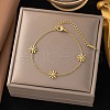304 Stainless Steel Flower Link Bracelets BJEW-Q040-06G-1
