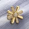 Brass Micro Pave Clear Cubic Zirconia Cuff Rings for Women RJEW-H248-02G-1