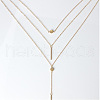 3-layer Alloy Column & Flat Round Pendant Necklaces for Women WG7240D-02-2