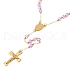 Ion Plating(IP) Crucifix Cross 304 Stainless Steel Rosary Bead Necklaces NJEW-M075-03G-04-2